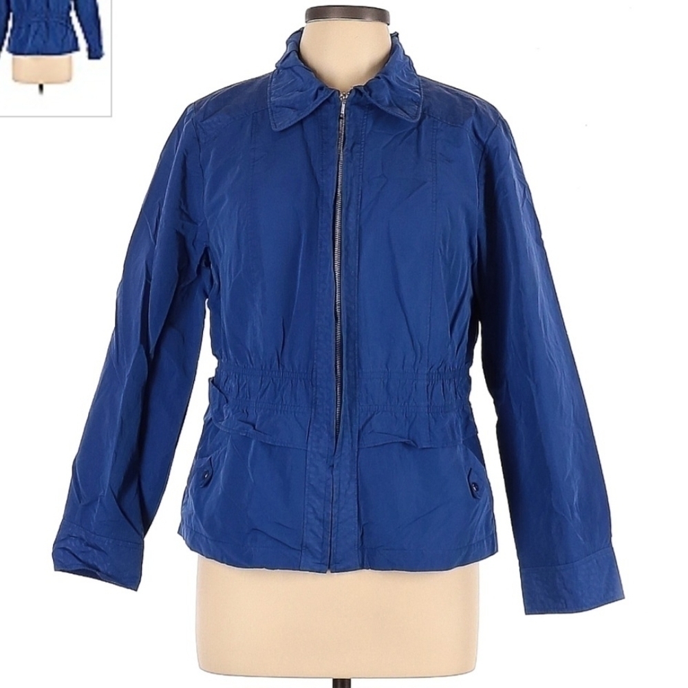Chico’s Zenergy Emmie Embossed Azurite Blue Full Zip Jacket Chico's 2 Womens 12